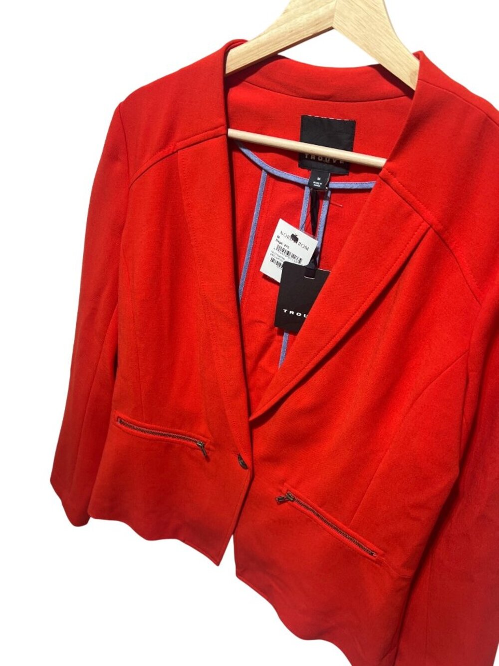 Trouvé Womens Red Cayenne Blazer Jacket With Zipper Pockets Size M Nordstrom NWT